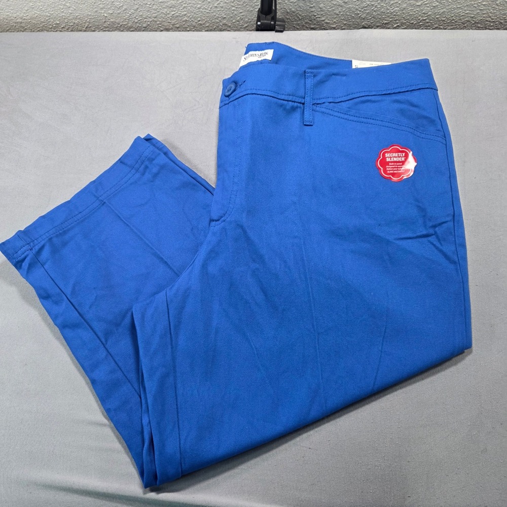 St Johns Bay Secretly Slender Capri Pants 20W Titan Blue Plus Size Tummy Control